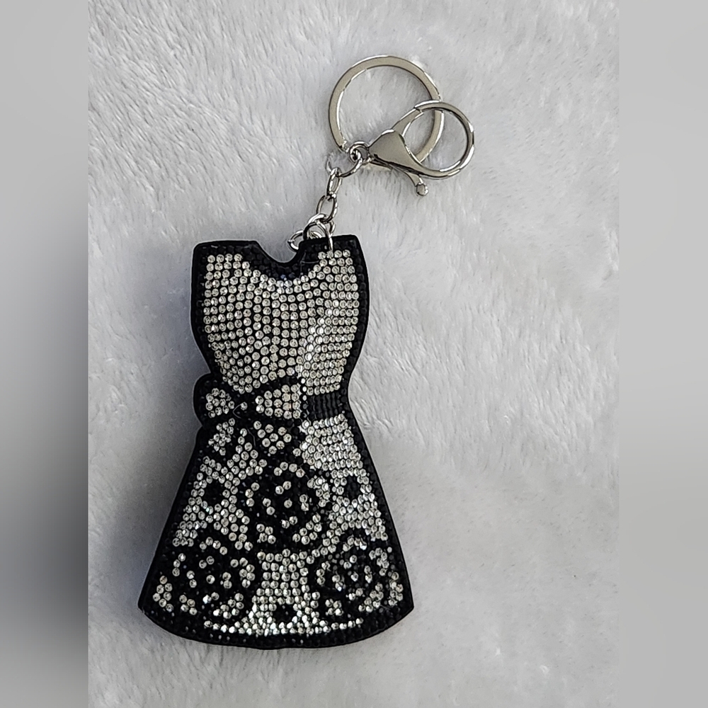 Black and Silver Dress Keychain Bag Charm